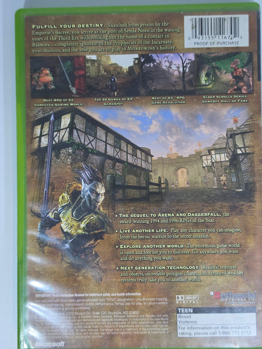 The Elder Scrolls III Morrowind Xbox Box + Game