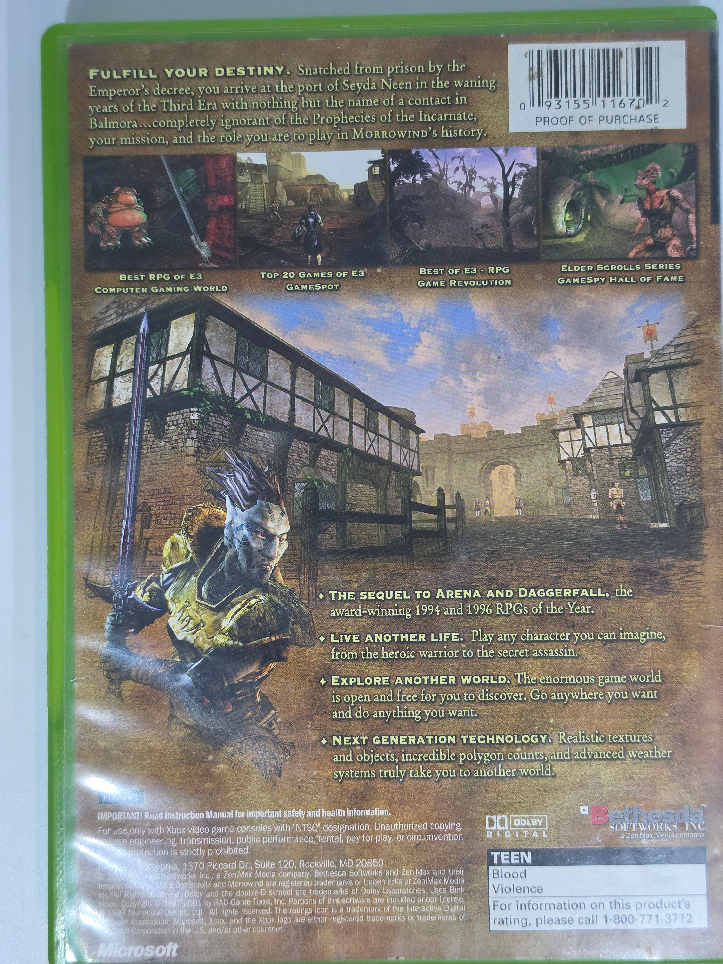 The Elder Scrolls III Morrowind Xbox Box + Game