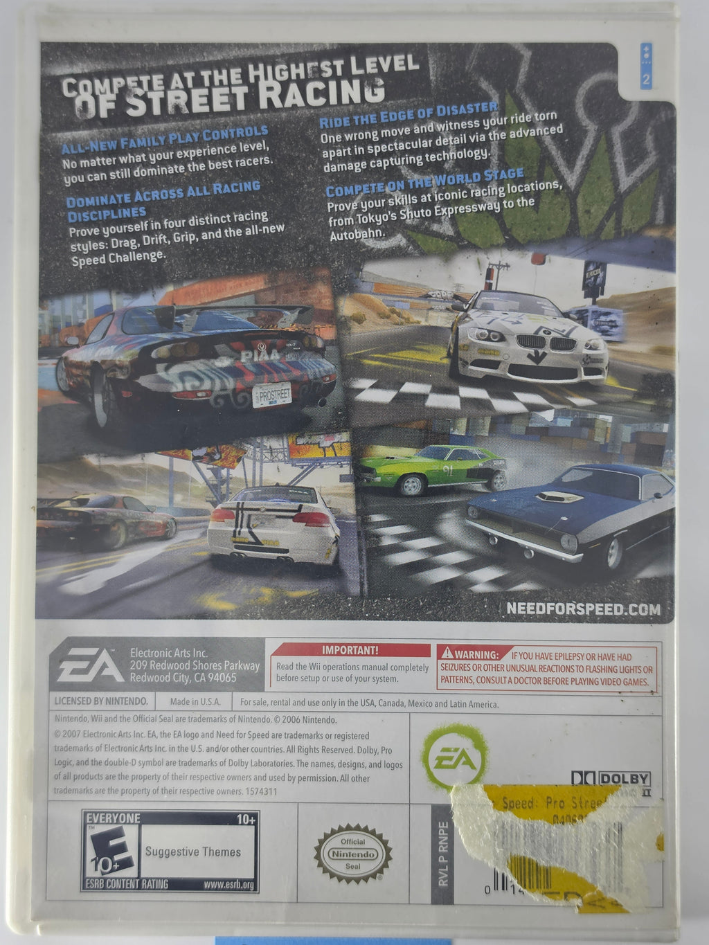 Need for Speed ProStreet Wii CIB Complete with Manual