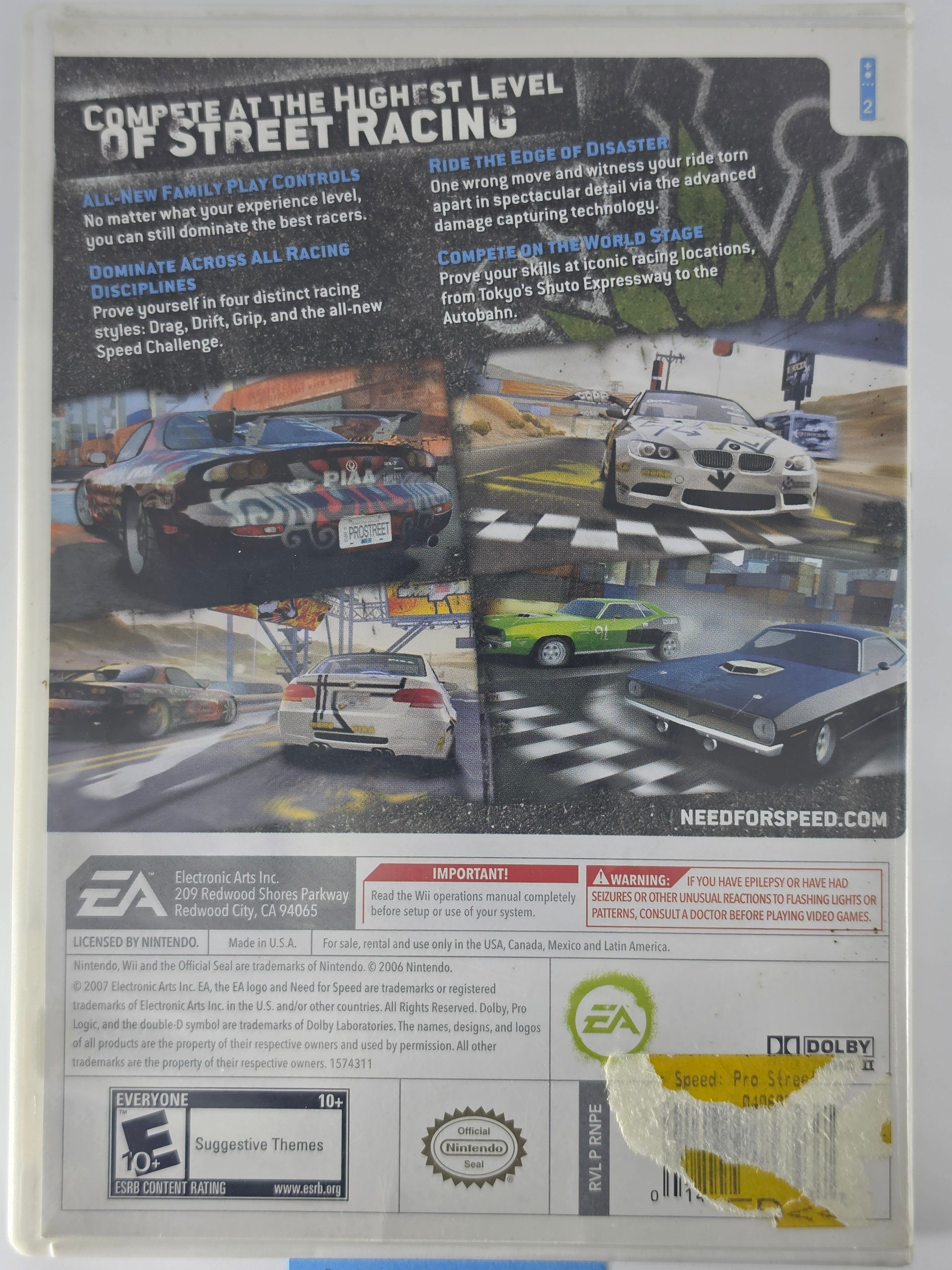 Need for Speed ProStreet Wii CIB Complete with Manual