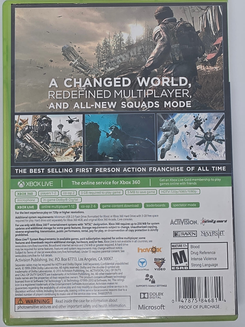Call of Duty Ghosts Xbox 360 CIB Tested Working