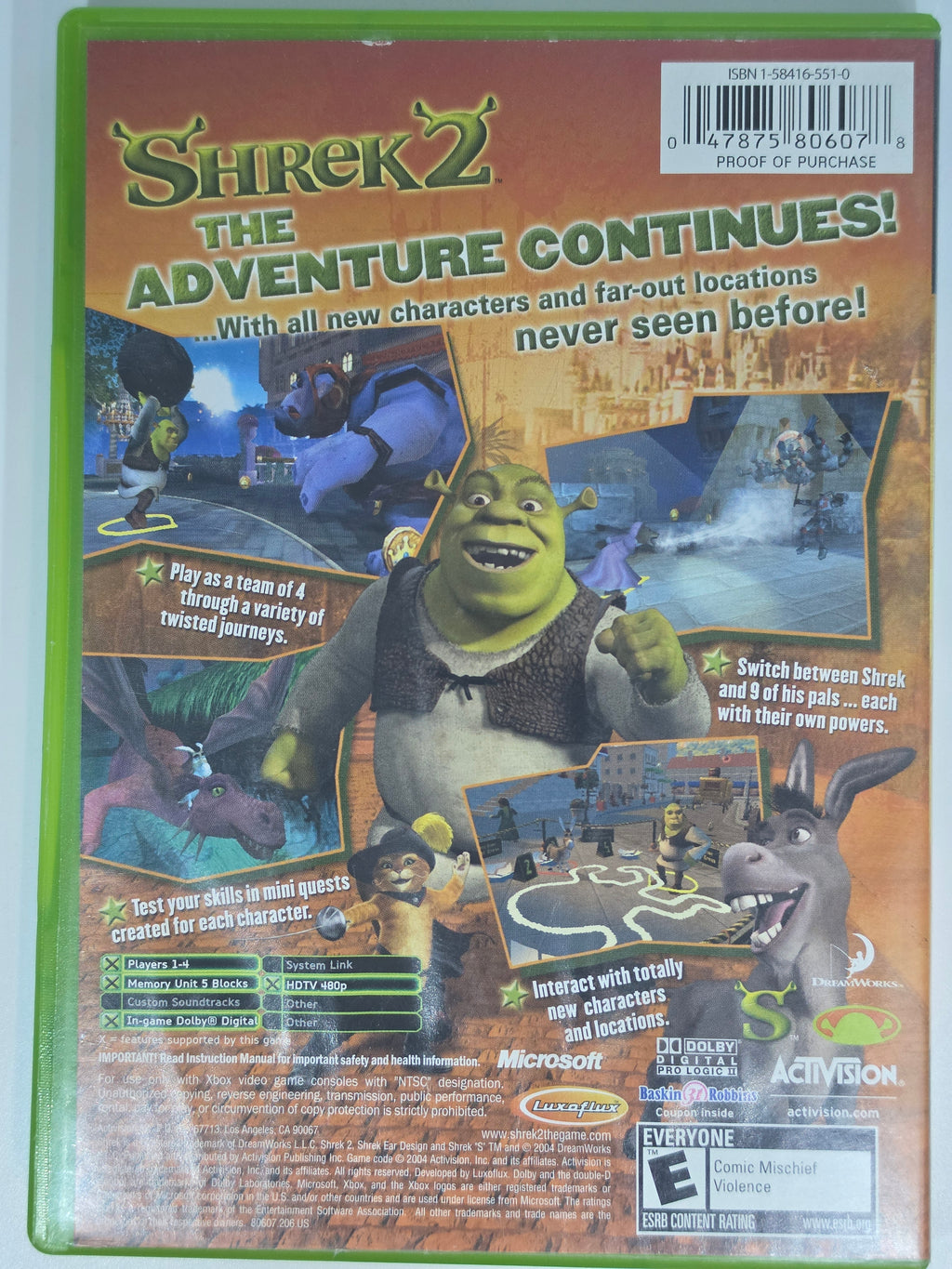 Shrek 2 Xbox Complete Box + Game Activision
