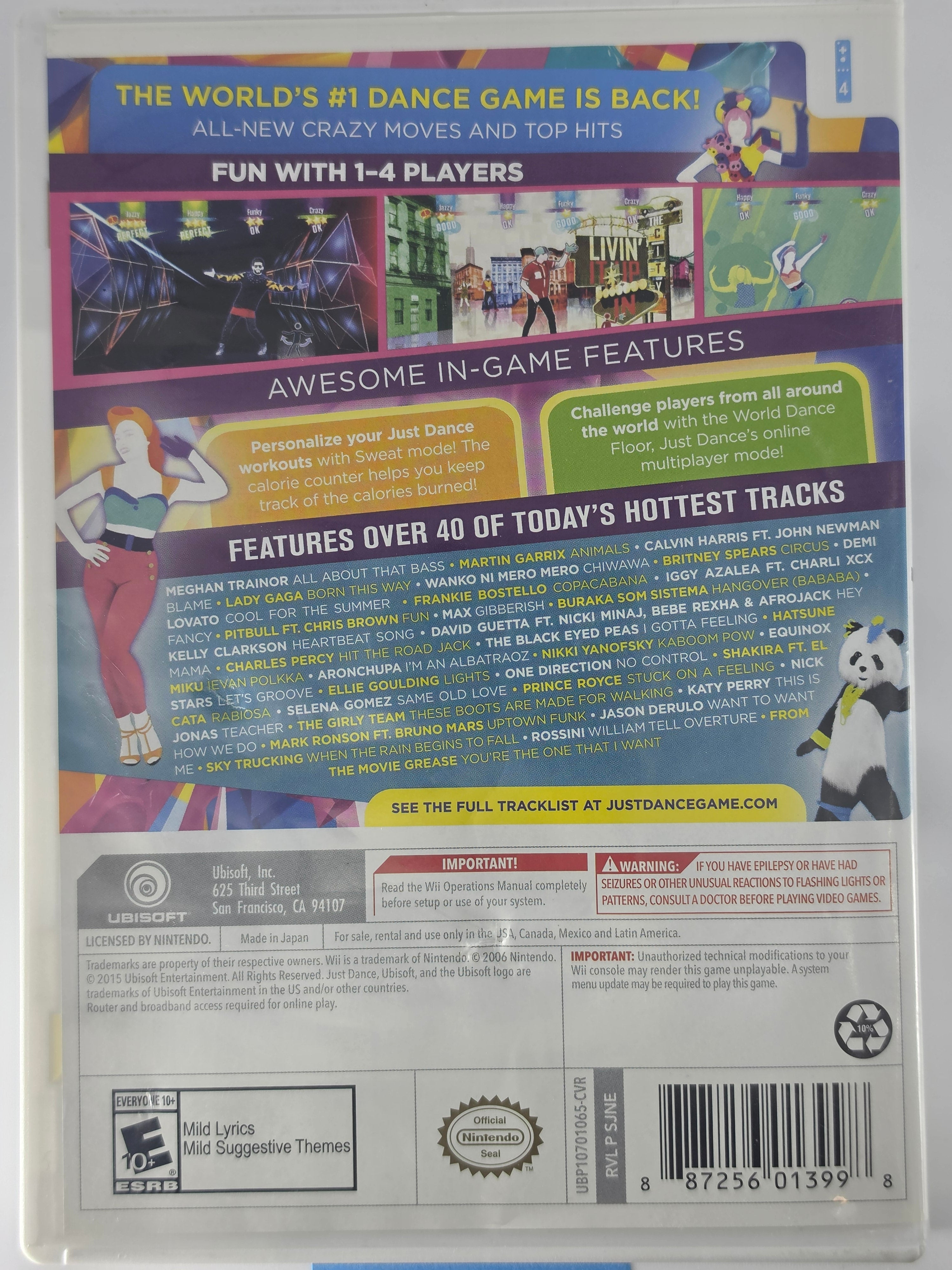 Just Dance 2016 Wii Manual + Disc Dance Music Game