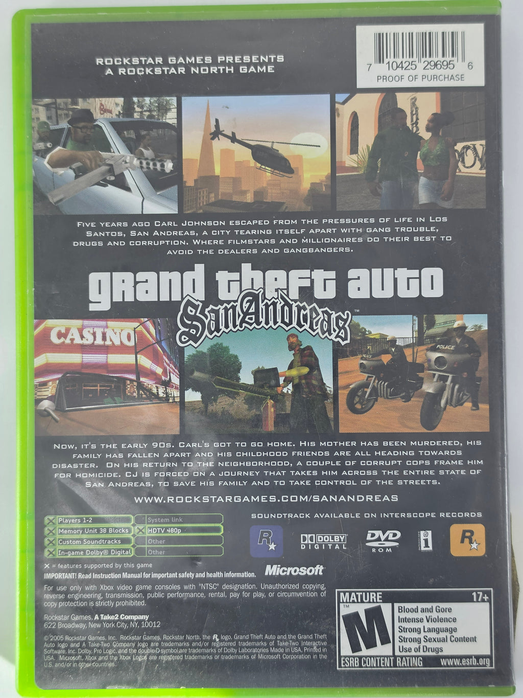 Grand Theft Auto San Andreas Xbox CIB Complete Case Manual Disc