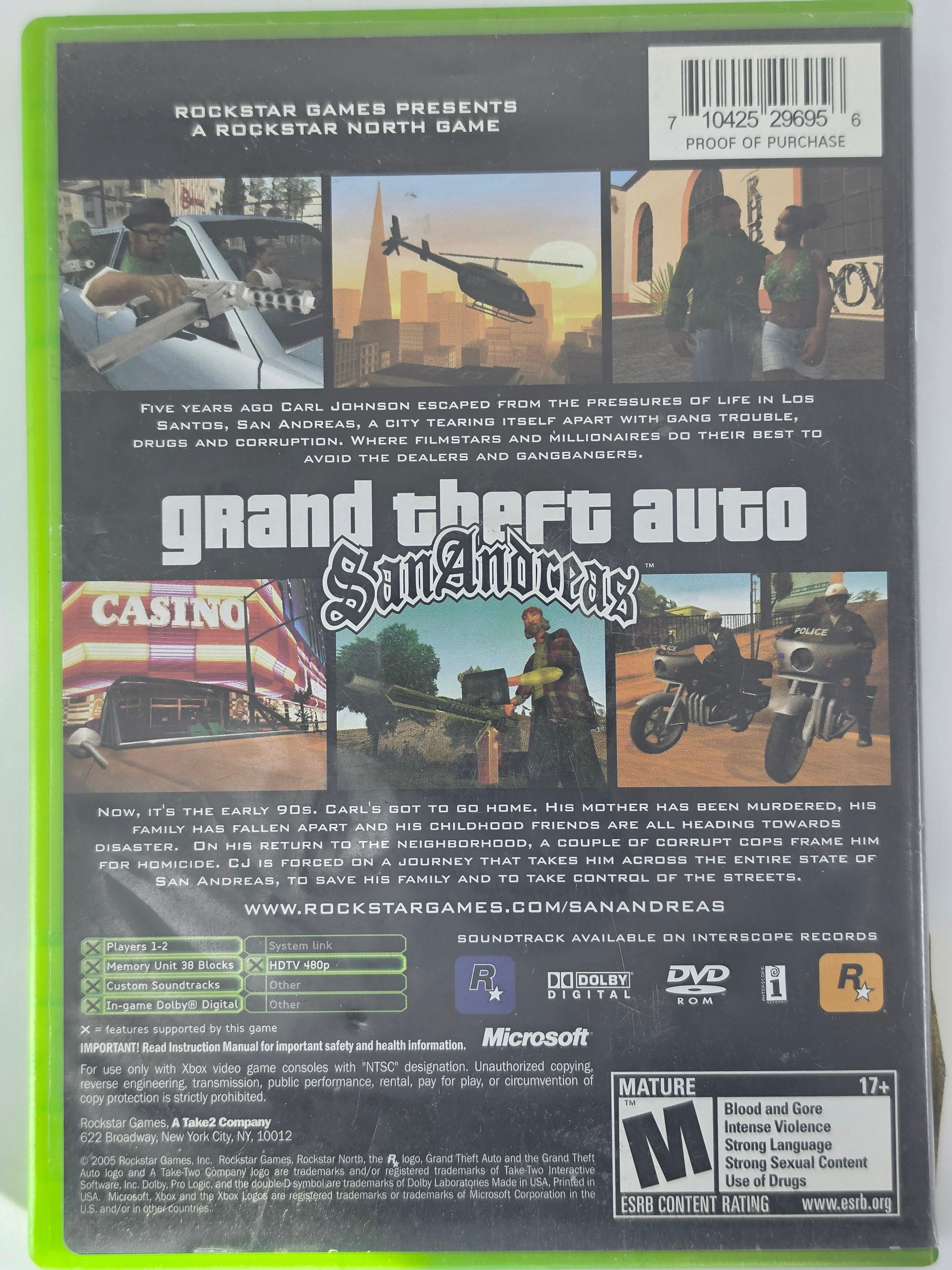 Grand Theft Auto San Andreas Xbox CIB Complete Case Manual Disc