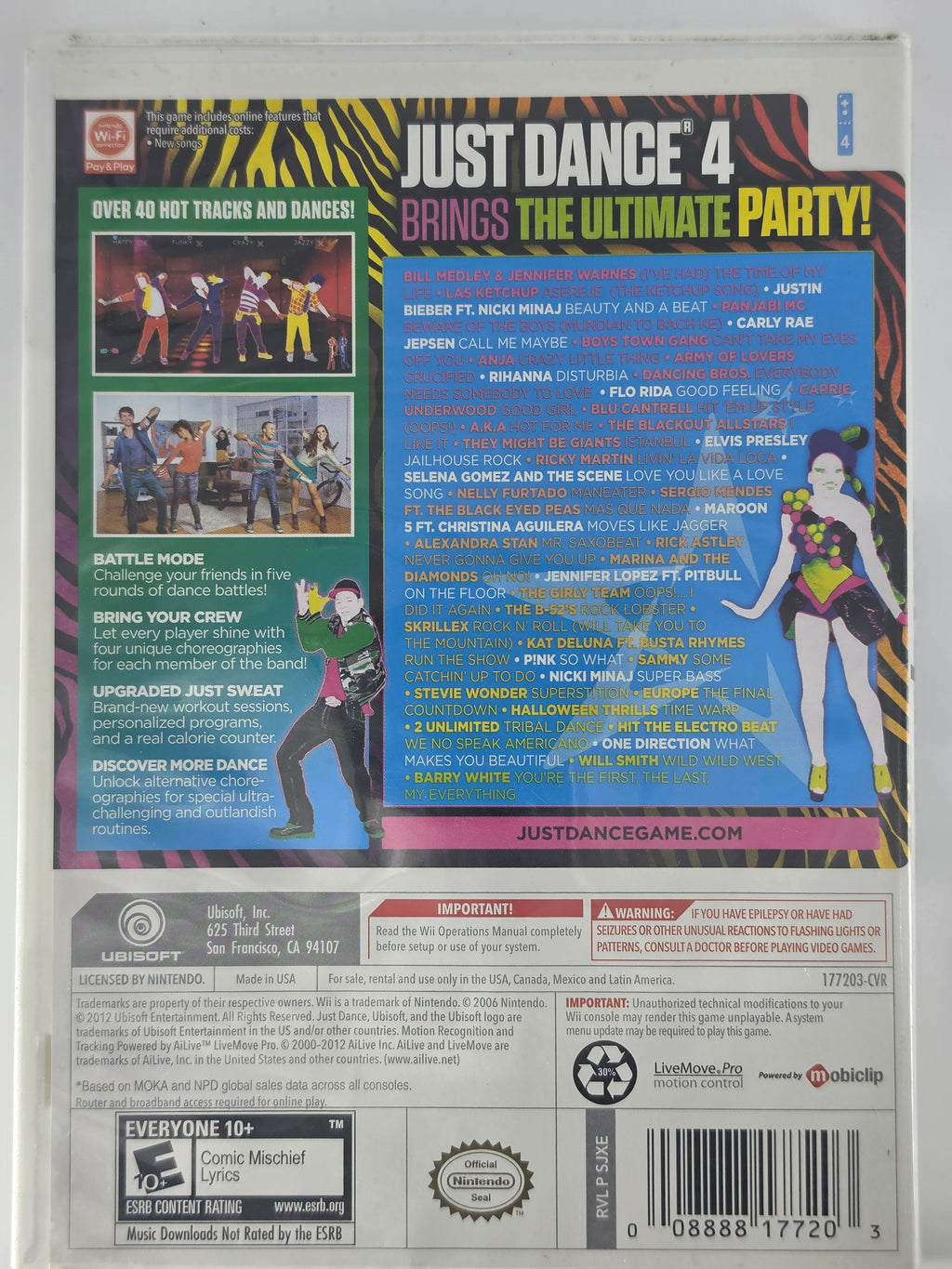 Just Dance 4 Wii CIB Dance Music