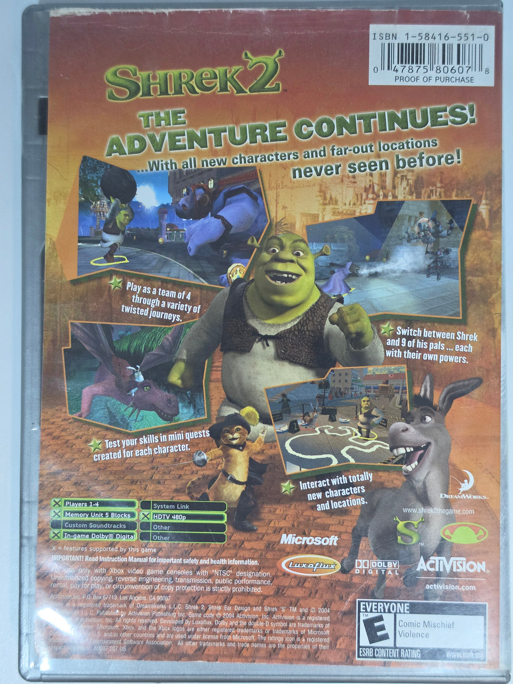 Shrek 2 Xbox Platinum Hits Box + Game