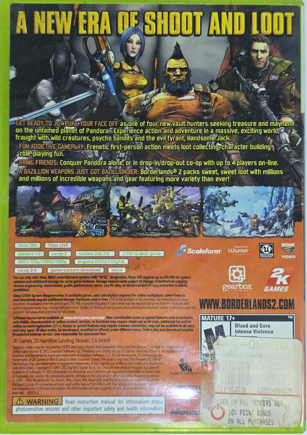 Borderlands 2 Xbox 360 Box + Game