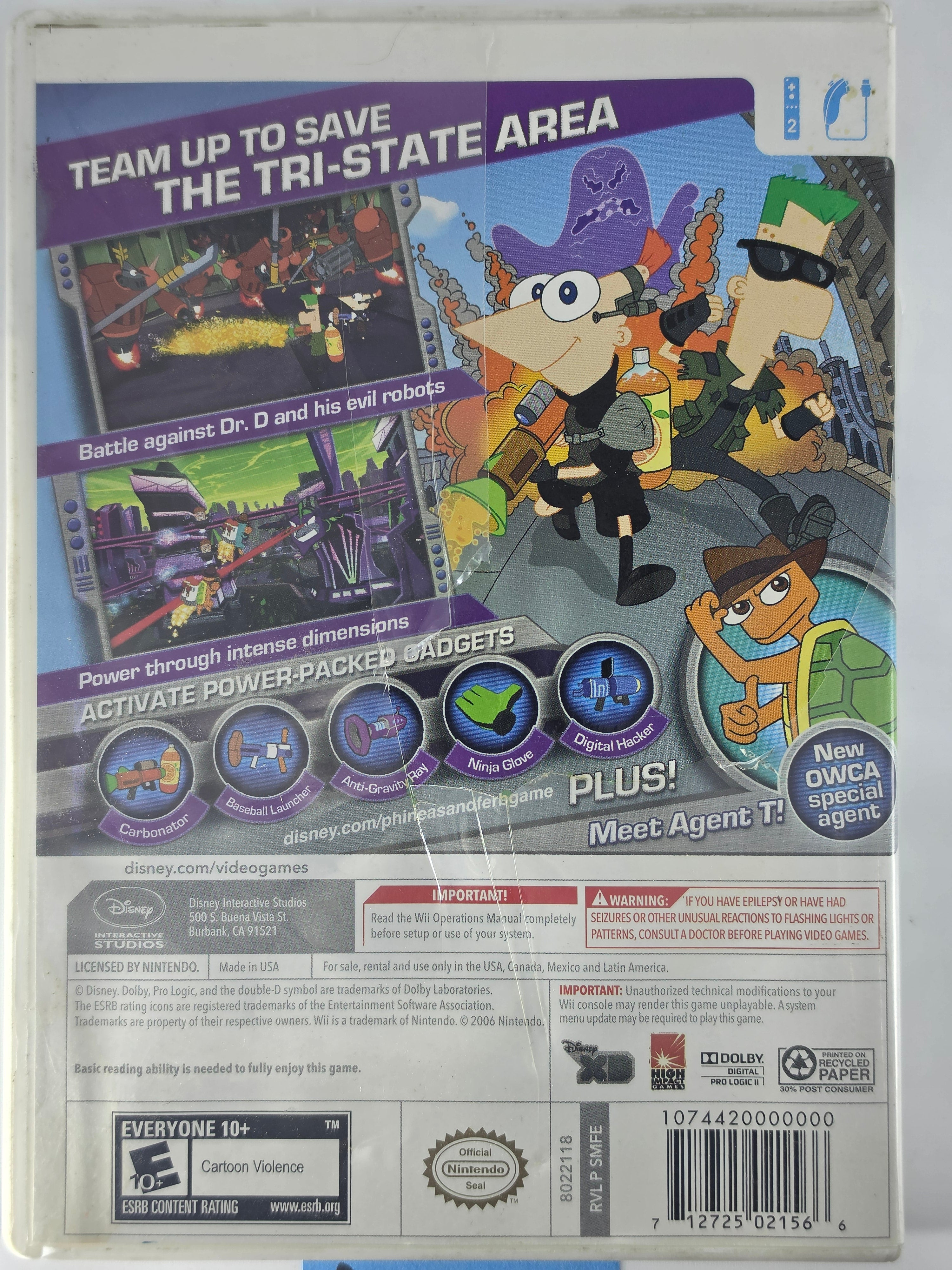 Phineas and Ferb Across the 2nd Dimension Wii Box+Game
