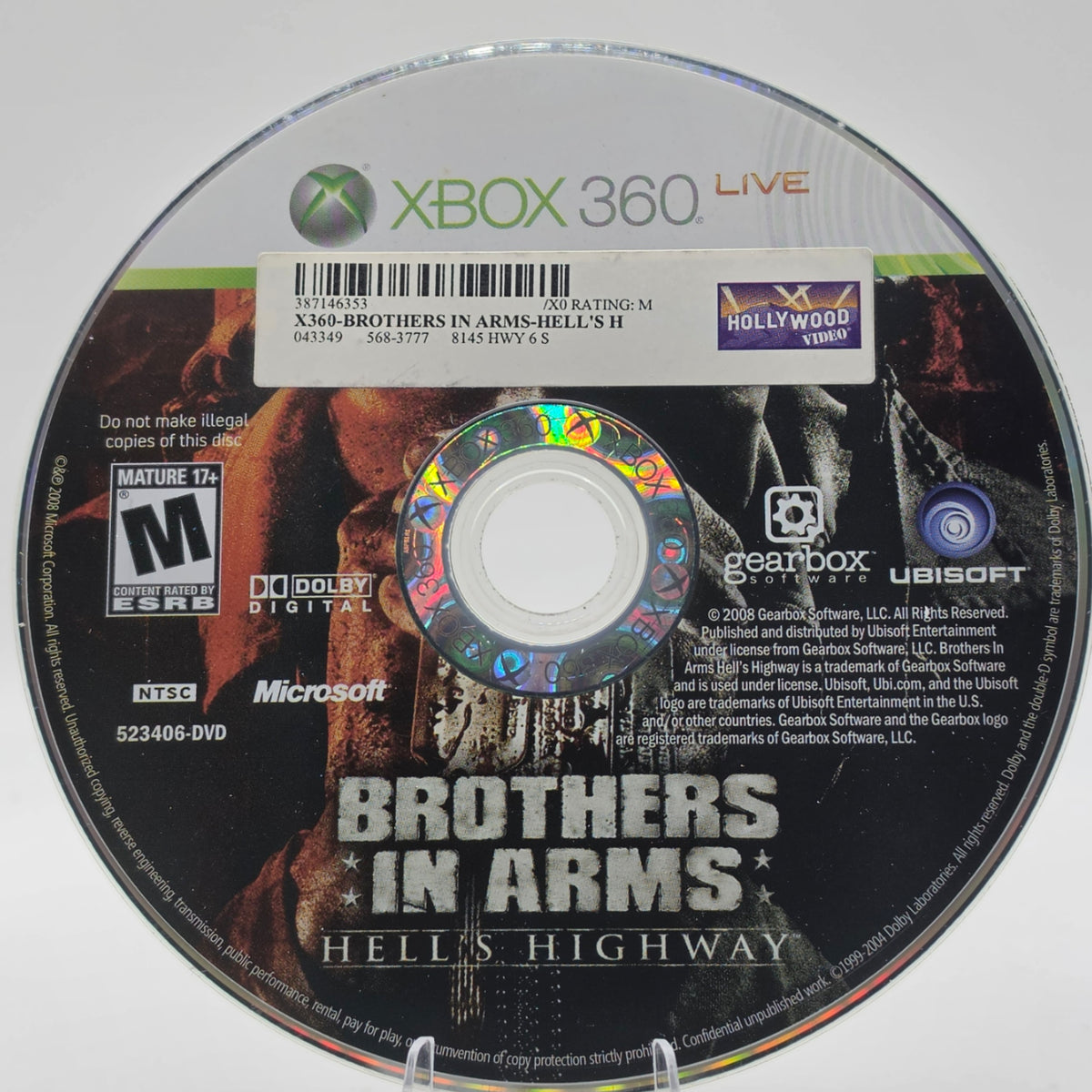 Brothers in Arms Hell's Highway Xbox 360 Disc Only Tested Working