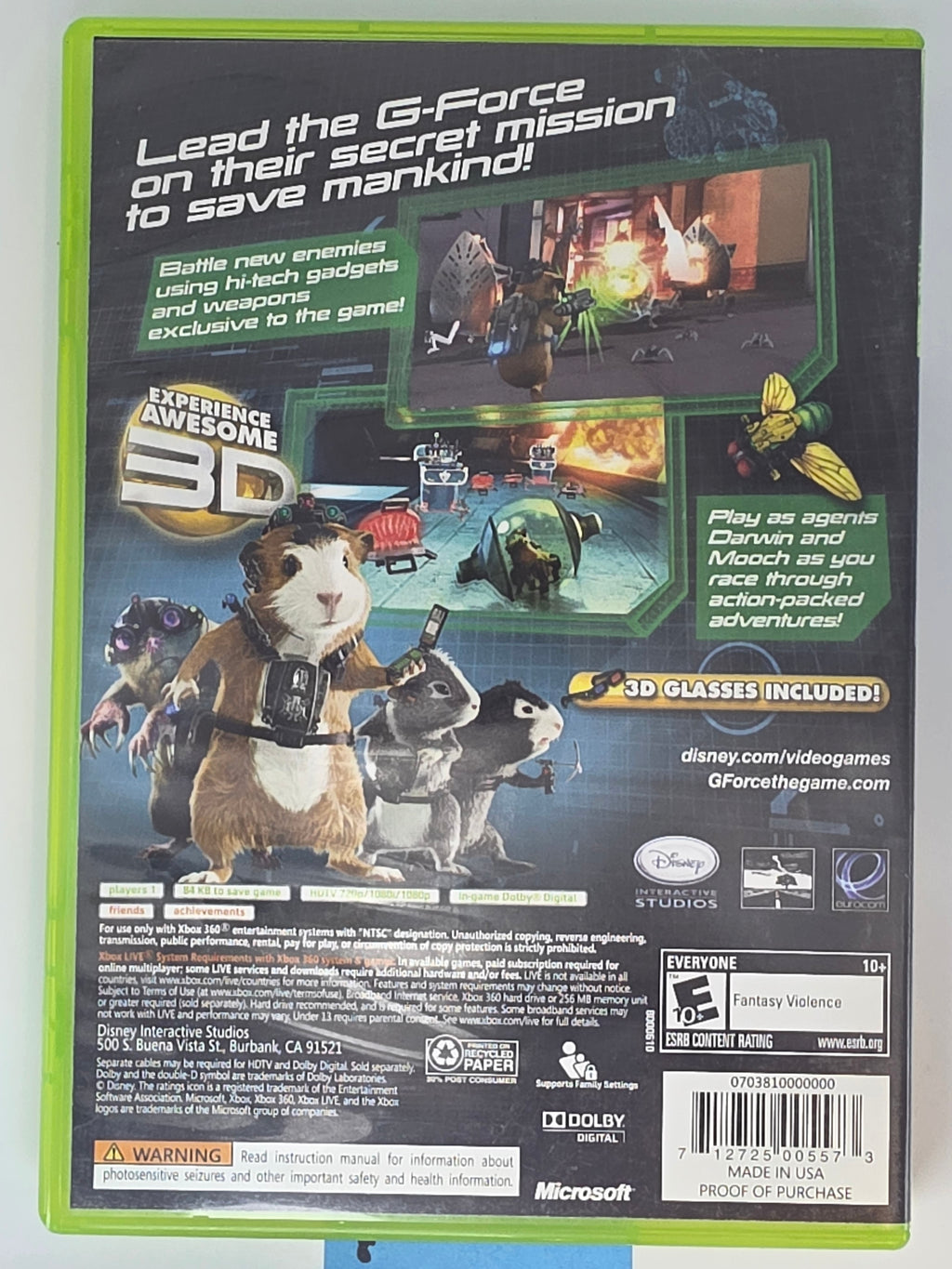 Disney G-Force Xbox 360 CIB Complete Case Manual Disc